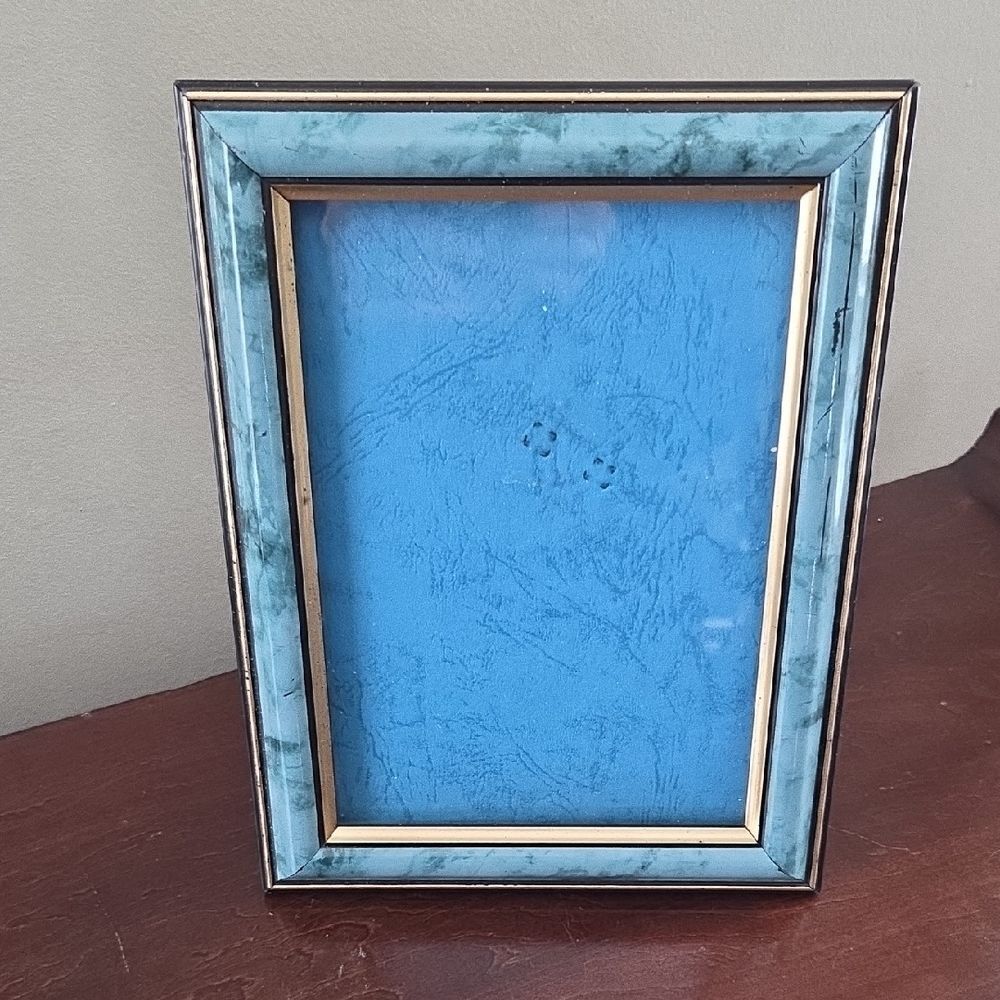 Elegant Blue and Gold Picture Frame